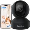 Reolink 5MP Telecamera WiFi Interno, Wi-Fi a Doppia Banda 2.4/5 GHz | Apertura F1.6, Rilevamento Uomo/Animale/Pianto, Copertura a 360°, Inseguimento Automatico, Supporta Alexa, E1 Pro (Nero)