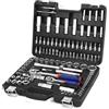 WORKPRO Set di Chiavi a Bussola con Cricchetto 1/4''+ 1/2'' 108 Pezzi, Custodia Portatile, Maniglia Girevole, Barra di Prolunga, Kit di Attrezzi Meccanici per Auto
