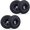 Relaxdays Ruota per Carriola 4.10/3.50-4, Set da 4 Gomme Piene Antiforatura, Cerchi in Acciaio, Fino a 150 kg, Nero