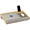 Relaxdays Cuscino PC Portatile, Appoggia Notebook in bambù, Mousepad, 2 Supporti per Smartphone 10x55,5x36 cm, Naturale