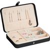 Relaxdays Valigetta Portagioie, Cofanetto Porta Gioielli da Viaggio, Organizer Anelli e Collane, 4,5x21x14,5 cm, Nero