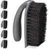 Relaxdays Spazzola per Pulire Barca, Pulisci Doccia, Set da 6, Setole Dure, Spazzolino per Scarpe e Piastrelle, Grigio