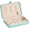Relaxdays Valigetta Portagioie, Cofanetto Porta Gioielli Viaggio, Organizer Anelli e Collane, 4,5x21x14,5 cm, Turchese