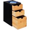 Relaxdays Portaoggetti da Scrivania con Cassetti, 3 Cassettini, Organizer in bambù, 28 x 17 x 21,5 cm, Naturale Nero
