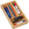 Relaxdays Organizer da Cassetto in bambù, 4 Scomparti HLP 4x16x28 cm, da Scrivania in Ufficio o Casa, Colore Naturale