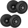 Relaxdays Ruota per Carriola 4.10/3.50-4, Set 4 Gomme Piene Antiforatura, Cerchi in Plastica, Fino a 150 kg, Nero