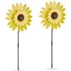 Relaxdays Set da 2 Girandole a Vento, Forma di Girasole, da Giardino e Balcone, Gioco per Bambini, 76x29x8 cm, Giallo