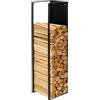 Relaxdays Scaffale per Legna da ardere Relaxdays, Montaggio a Parete, HLP: 120x25x25 cm, Legna, Verniciato a Polvere, Ferro, Nero