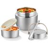 AiQInu Thermos per Alimenti per Adulti da 1,2 Litri, Contenitore Termico in Acciaio Inossidabile con Cucchiaio e Manico, Bocca Larga, Isolamento Sottovuoto per Alimenti Caldi per Bambini e Adulti (Argento)
