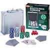 Relaxdays Valigetta da Poker, 100 Chips Senza Valore, 2 Mazzi di Carte, 5 Dadi, Dealer, Pokerset, Richiudibile, Argento