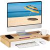 Relaxdays Supporto per Monitor, Rialzo per Schermo con 7 Scomparti, Stand Computer Portatile, 8,5 x 60 x 30 cm, Naturale