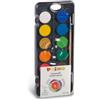 PRIMO - Acquerelli per Bambini Artisti, 12 Colori + 1 Pennello Acquerello per Dipingere, Kit Tavolozza per Dipingere Pittura, Colori per Bambini +3 Anni Acquerellabili Diametro 30mm Lavoretti Creativi