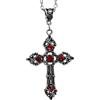 Collana con Ciondolo a Croce, Gioiello in Lega Color Argento Anticato con Strass