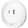 LogiLink LED020 - Luce notturna a LED con sensore crepuscolare e porta di ricarica USB, 1x USB-C (PowerDelivery) e 1x USB-A (Quickcharge)