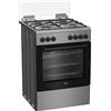 Beko Cucina Fornello a Gas 4 Fuochi e Forno Elettrico Ventilato BEKO 60 cm Inox
