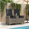vidaXL Panchina reclinabile con tavolo con cuscino polyrattan Seduta vidaXL