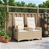 vidaXL Panchina reclinabile con tavolo con cuscino polyrattan Seduta vidaXL
