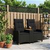 vidaXL Panchina reclinabile con tavolo con cuscino polyrattan Seduta vidaXL