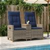 vidaXL Panchina reclinabile con tavolo con cuscino polyrattan Seduta vidaXL
