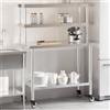 vidaXL Tavolo Lavoro Cucina con Ripiano 110x55x150 cm Acciaio Inox vidaXL