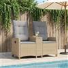 vidaXL Panchina reclinabile con tavolo con cuscino polyrattan Seduta vidaXL