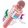 Micqutr Microfono Karaoke Bluetooth, Bambini Portatile Karaoke con LED Altoparlante Camb