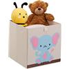 Relaxdays Box Portagiocattoli, Cesta in Stoffa Portaoggetti, 33x33x33 cm, Design Elefante, Camera Bambini, Beige Azzurro