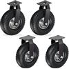 Relaxdays Set 2 Ruote fisse + 2 girevoli, pneumatiche 3.00-4, Rotelle, Nero | Portata 120 kg, nero/argento