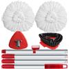 Bublador Spin Mop Head Replace Compatible with O Cedar EasyWring 1 Tank, Upgraded Scrub Brush and Base, 2 Microfiber Mop Replacement Head, 1 Handle, Easy to Install Attachments