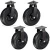 Relaxdays Set 2X Ruote fisse + 2X girevoli, Rotelle Piatte, Nero | Pneumatiche 3.00-4, portata 120 kg, nero