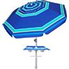EffeDecor OMBRELLONE DA SPIAGGIA Ø 220 CM ANTIVENTO PALO ALLUMINIO TELO POLIESTERE BLU