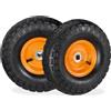 Relaxdays 2X Ruote per Carrello 4.1/3.5-4, Gomme di Scorta Carriola, ASSE 16 mm, Fino 136 kg, 260 x 85 mm, Nero-Arancio