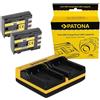 Patona 2x Batteria Patona + caricatore DUAL USB per Canon MV880XI,MV890,MV900,MV901
