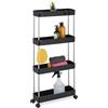 Relaxdays Mobile Salvaspazio, Scaffale su Ruote con 4 Ripiani, Carrello (j1B)