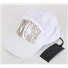 John Richmond Uomo Punta Bianco Puro Cotone Color Oro Logo Casual Stile Baseball