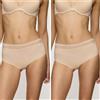 Triumph 2 Slip Donna Triumph Midi Set due Mutande Mutandine in Pizzo e Modal - Nudo