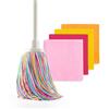 DIVINE GENIUS Happy Rainbow - Mocio con 4 panni in microfibra, set di pulizia per la casa e tutti i tipi di superfici, super assorbente e resistente, Edizione: Sunrise