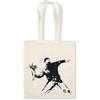 Anaconda Verlag Stofftasche Banksy - Blumenwerfer: Aus 100% Baumwolle mit langen Trägern. Umhängetasche. Reusable Bag. Motiv: Street Art Graffiti The Flower Thrower Blumen