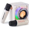 DYNASONIC B52. Karaoke con due microfoni. Altoparlante Bluetooth Karaoke per bambini. Giocattolo elettronico per bambini (Bianco)