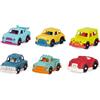 B. toys Happy Cruisers mini veicoli colorati facili da impugnare | Set da 6 mini veicoli colorati con auto sportive, auto della polizia, pick-up, taxi e 4x4; 1+ anni
