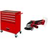 Einhell Tc-Tw 100 Carrello Per Utensili Ed Attrezzi, Rosso & Smerigliatrice angolare a batteria TC-AG 18/115 Li-Solo Power X-Change