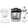 Bosch Robot da cucina serie 6, 2 ciotole da 5,5 l (acciaio inossidabile, plastica), bilancia integrale, 7 programmi automatici, 7 livelli, agitatore planetario, gancio/frusta in silicone, lavabile in