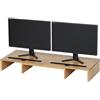 Relaxdays Supporto Monitor 2 segmenti Regolabili, ergonomico in bambù, Larghezza 74-105 cm, Colore Naturale
