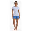 Marzotto Pigiama Donna MARTA MARZOTTO Estivo Puro Cotone Pantalone Corto Grigio Blu S M L