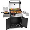 Amig - Barbecue a gas XXL Fireplus GRILL-2 5F - 139 x 55 x 115 cm - Superficie di cottura 70 x 41,5 cm - Con termometro, ripiano laterale, armadietto e ruote con freno - Griglia in ghisa - Nero