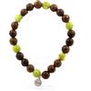 Gioielli Pietre E Minerali. Bracciale Perle Serpentina Giada Cinese + Legno 8 Mm. Fabr
