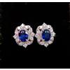 ORECCHINI EDWARDIAN AGE IN ORO BIANCO 18 KT. TIT. 750 CON ZAFFIRI E BRILLANTI.