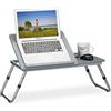 Relaxdays Tavolino da Letto Porta PC, Regolabile, Tavolo per Portatile Pieghevole, Laptop & Tablet, 44x73x34,5 cm,Grigio