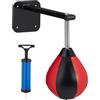 Relaxdays Punchingball da Montare alla Parete, per Bambini e Adulti, Allenamento, Antistress, con Pompa, Nero Rosso