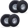 Relaxdays Ruota per Carriola 4.10/3.50-4, Set 4 Gomme Piene Antiforatura, Cerchi in Acciaio, Fino a 150 kg, Nero Grigio